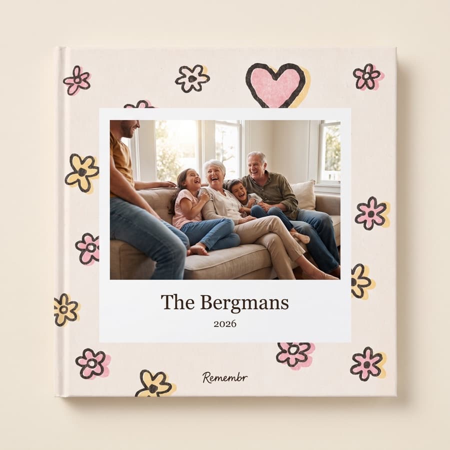 The Whole Lot of Us — an 11×11 hardcover reading “The Bergmans, 2026”